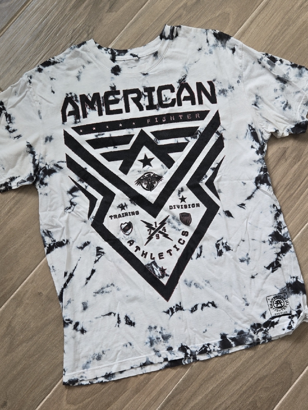 American Fighter Black & White Tie-Dye Graphic Tee